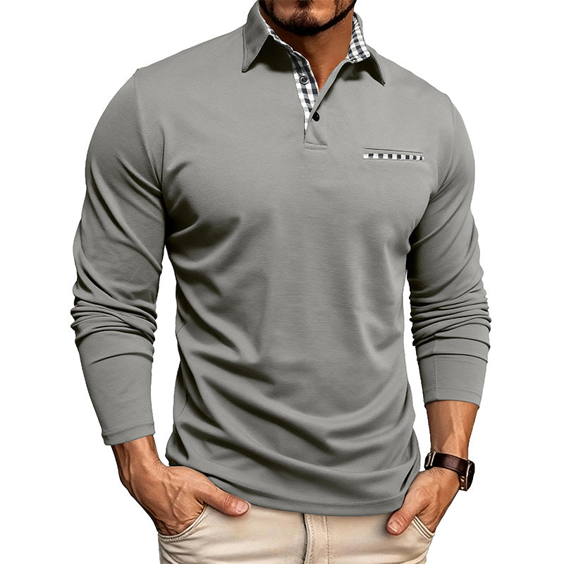 Mens Breathable Polo Shirt Long Sleeve