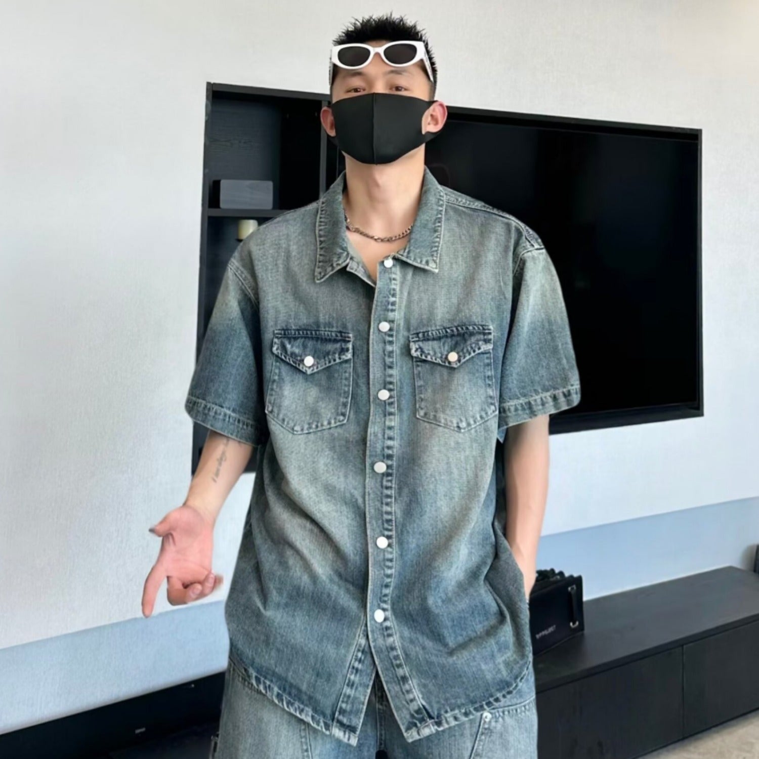 men denim suit