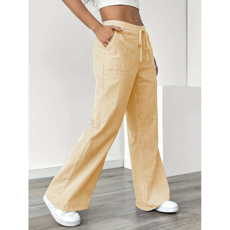 Striped Wide Leg Casual Pants
