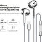 Electroplated Silver Glossy Wired Headphones