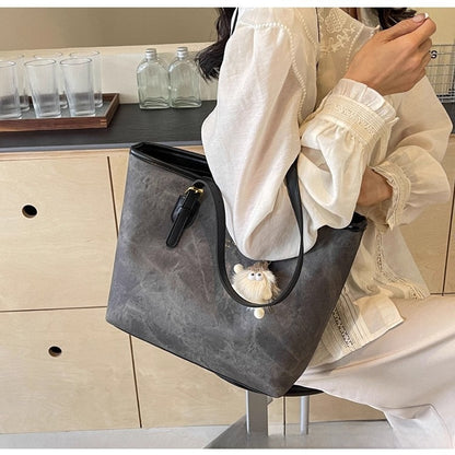Women Pu Leather Tote Bag Large Capacity Shoulder Bag Handbag