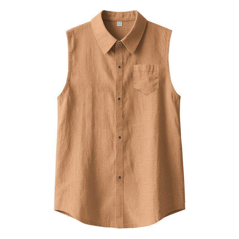 Men's Sleeveless Linen Shirt Vest