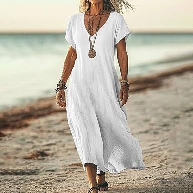 Women's Cotton Linen A-Line Dress