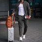 Casual Jacket Suit with Stand Collar