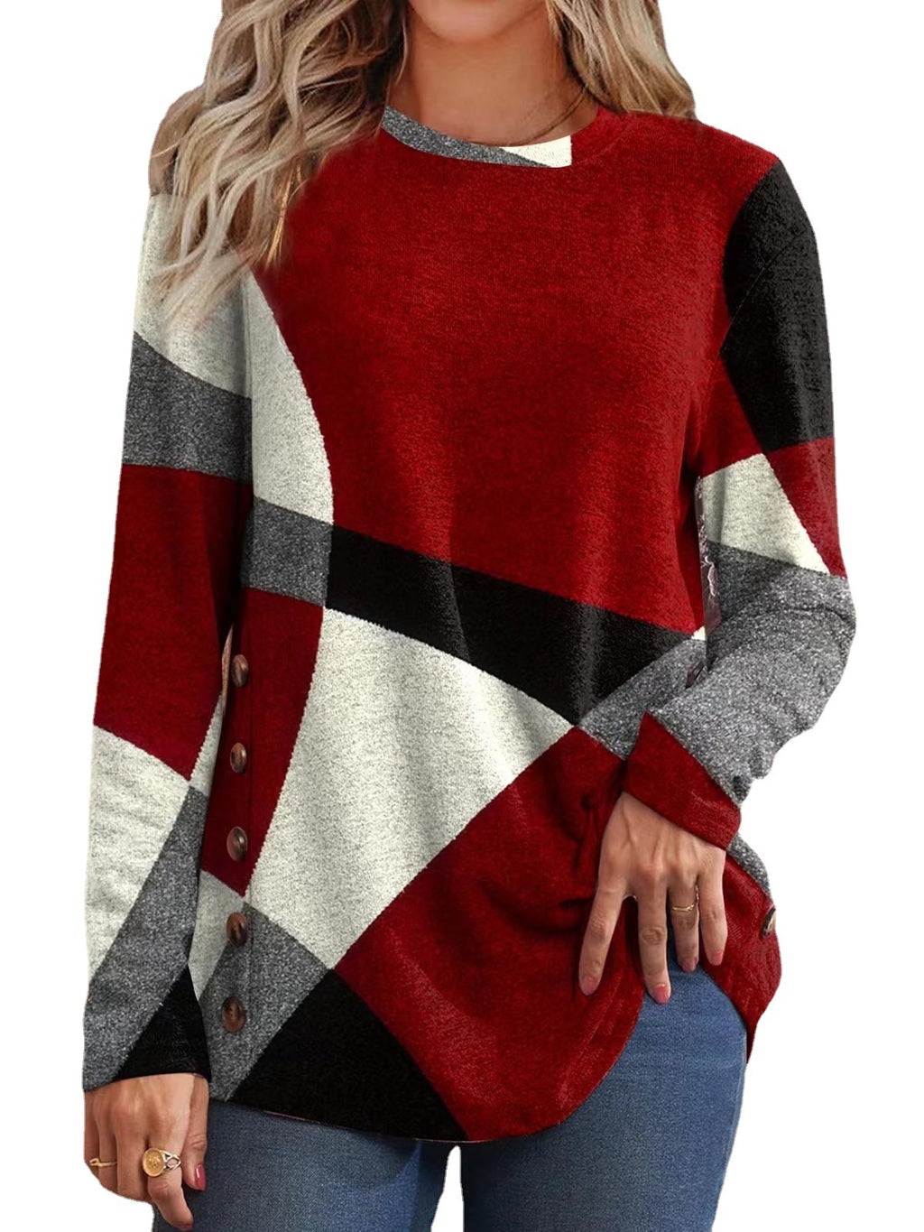 Women's Geometric Print Cotton T-Shirt