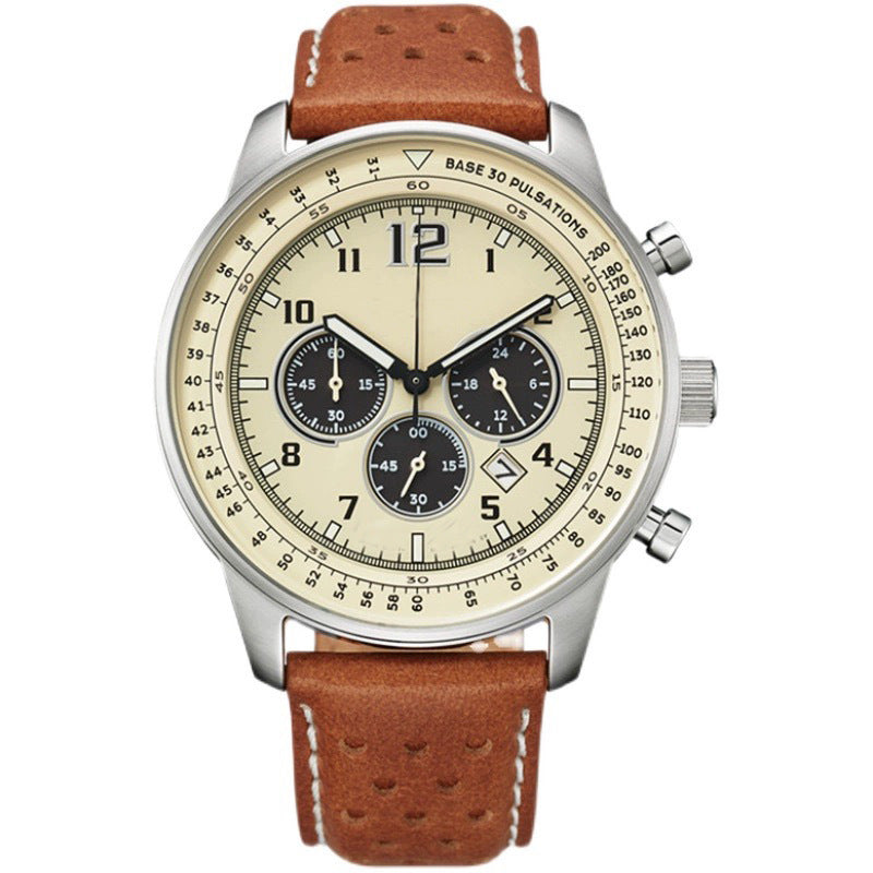 Men's Casual Quartz Watch with Calendar and Luminous Dial