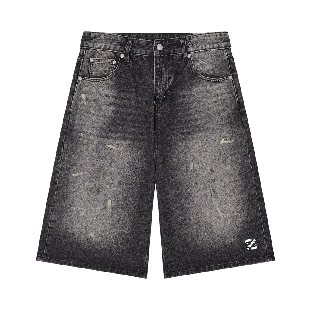 Men’s Vintage Wash Wide Leg Denim Shorts