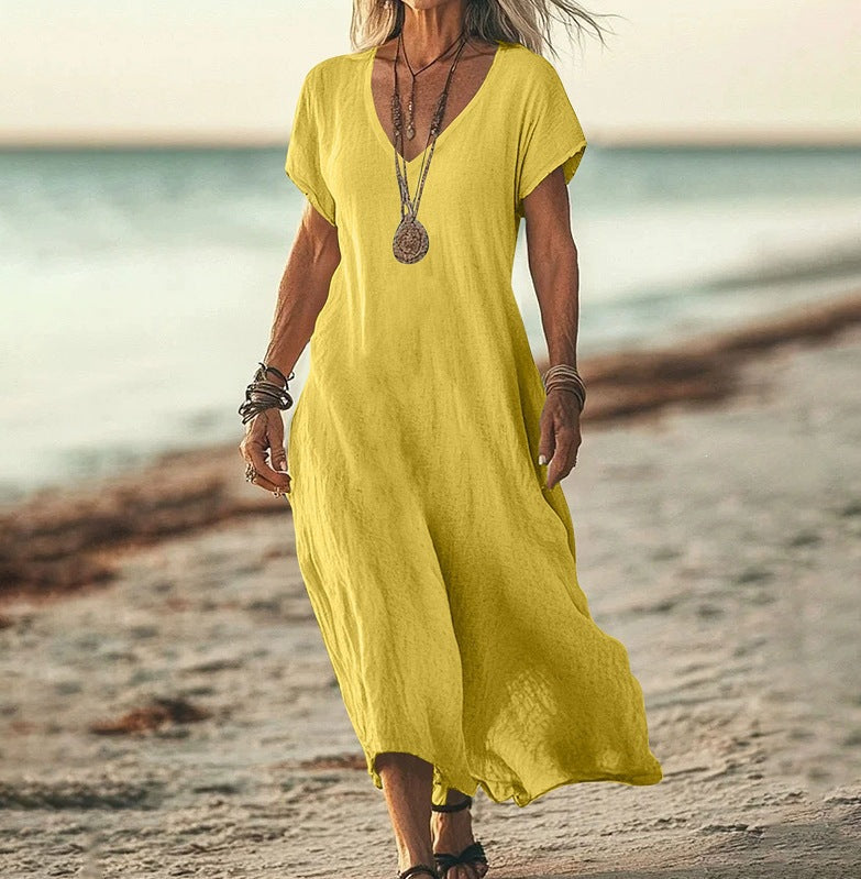 Women's Cotton Linen A-Line Dress