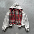 Retro Plaid Hooded Zip-Up Sweatshirt Jacket