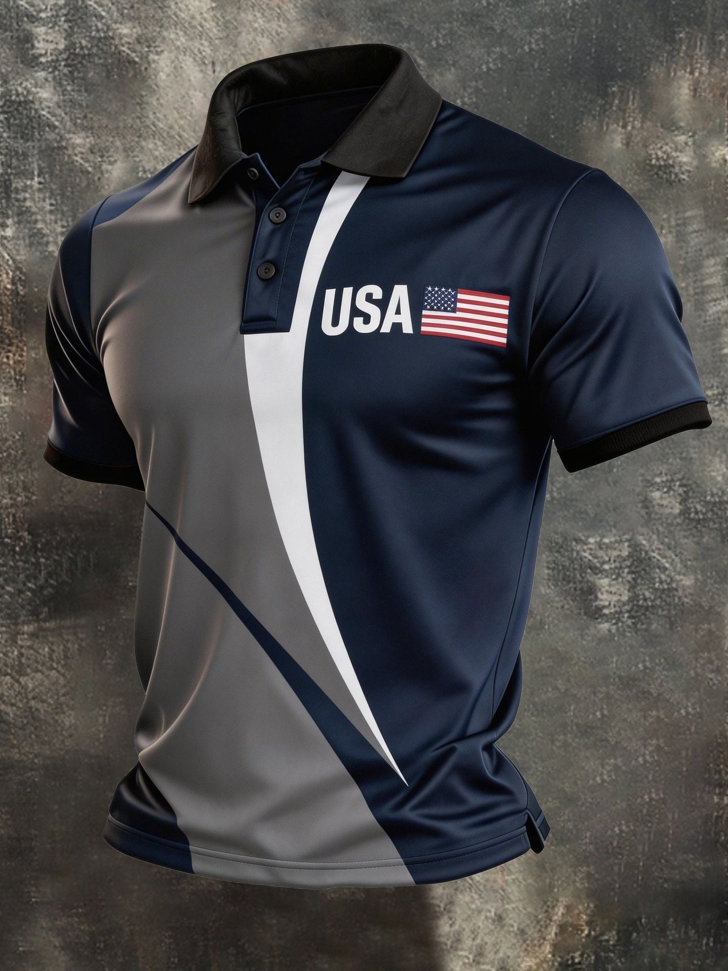 Mens Flag Print Polo Shirt