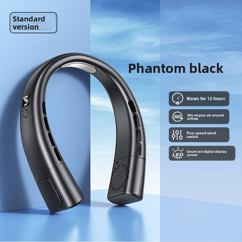 USB Rechargeable Neck Hanging Fan with Silent Bladeless Design