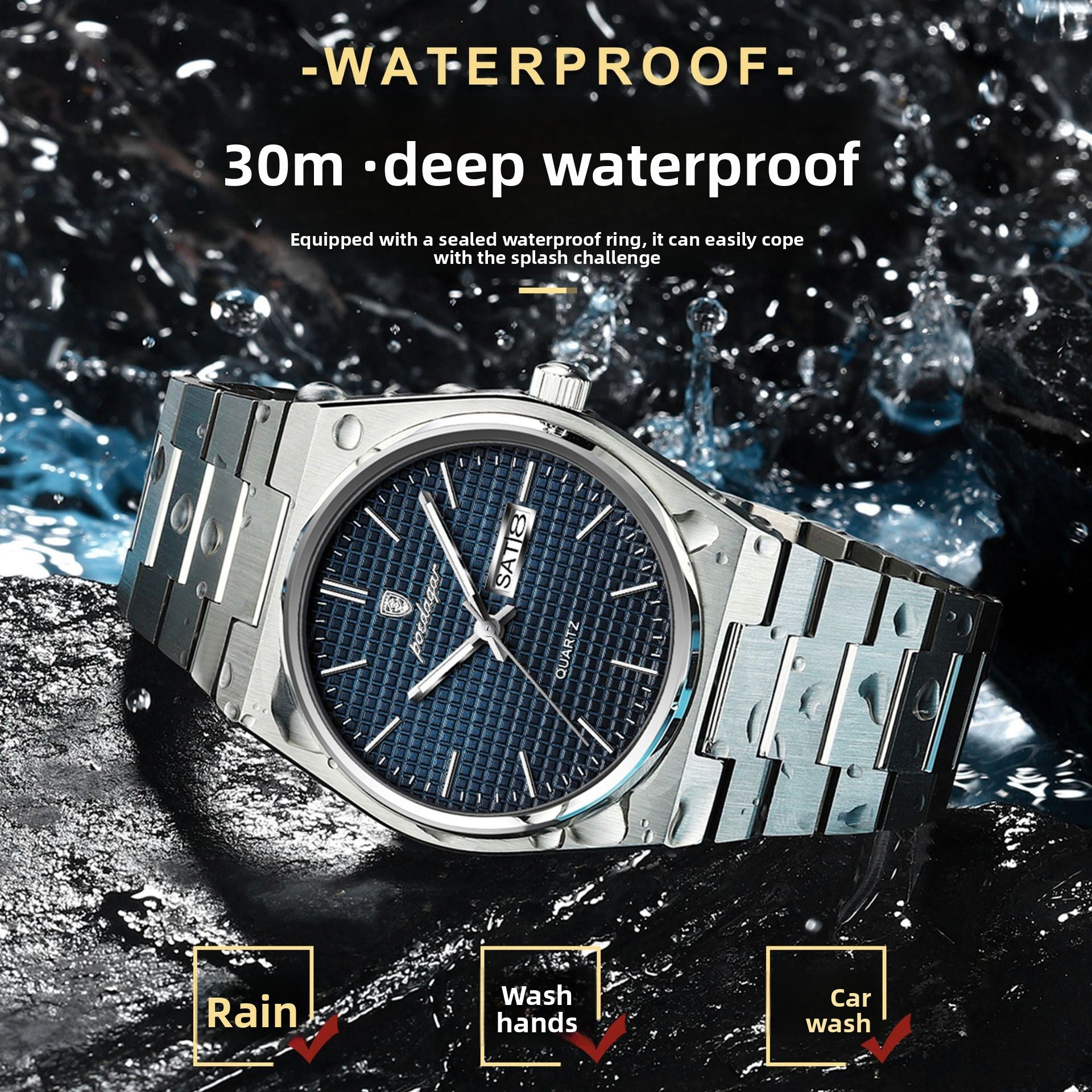 Ultra Thin Waterproof Calendar Mens Watch