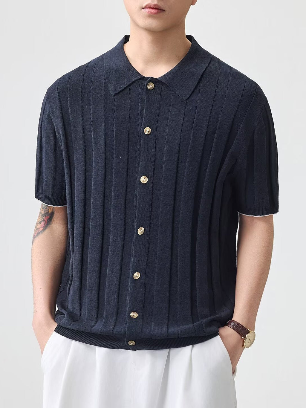 Jacquard Retro Luxury Knitted Polo Shirt