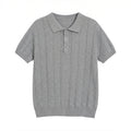 Classic Striped Knit Polo Shirt
