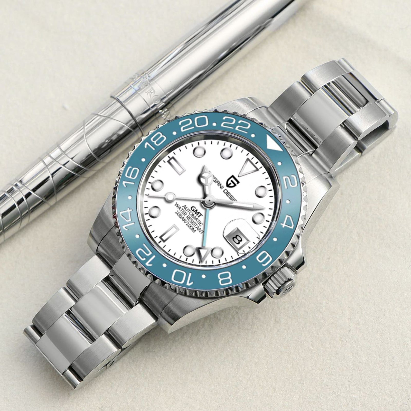 PAGANI DESIGN Mens GMT Mechanical Watch Luminous Calendar