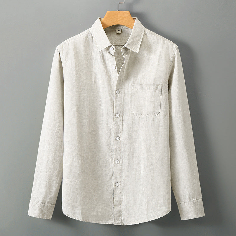 Mens Linen Long Sleeve Casual Shirt