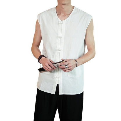 Chinese Style Cotton Linen Sleeveless Vest