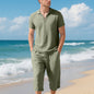 Men's Linen Polo Shirt and Short Pants Set