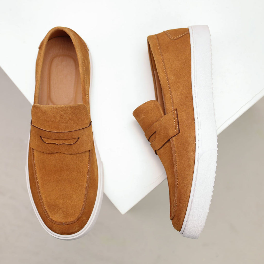Mens Genuine Leather Slip-On Loafers Breathable Casual Shoes