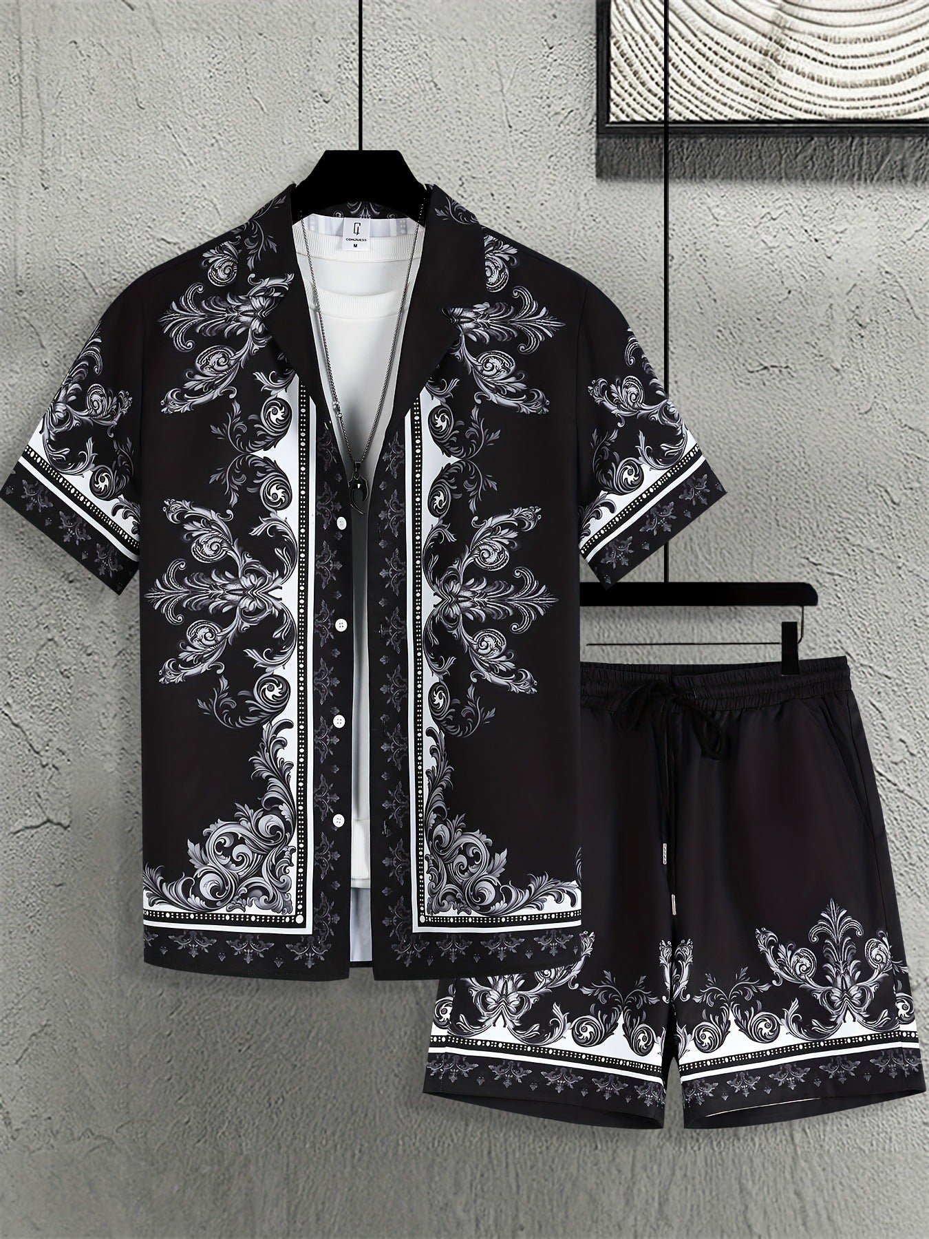 Men's Summer Casual Short-Sleeve Shirt and Shorts Set