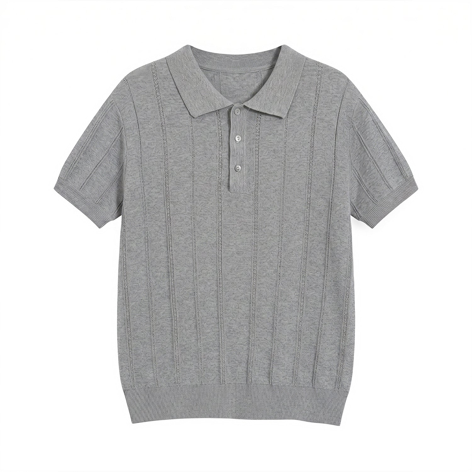 Classic Striped Knit Polo Shirt