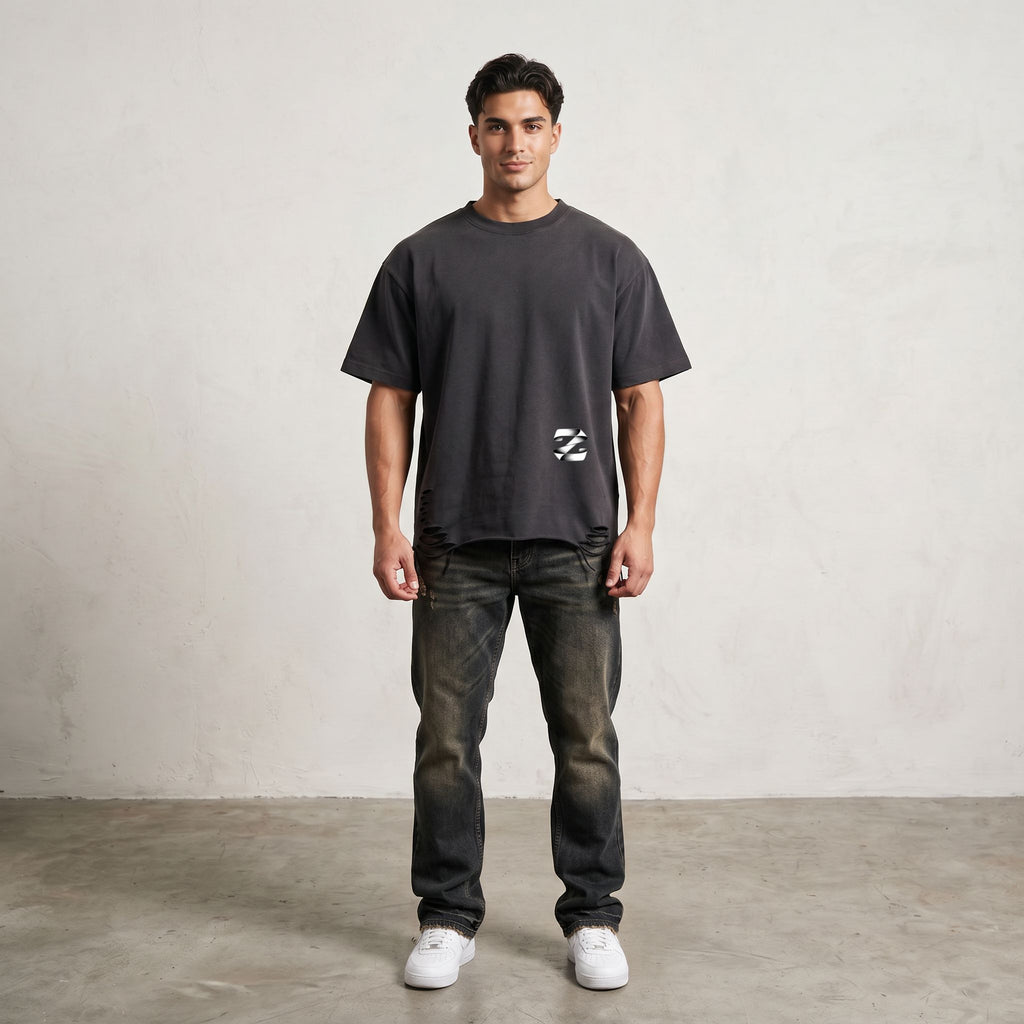 Snow Washed Raw-Hem T-Shirt