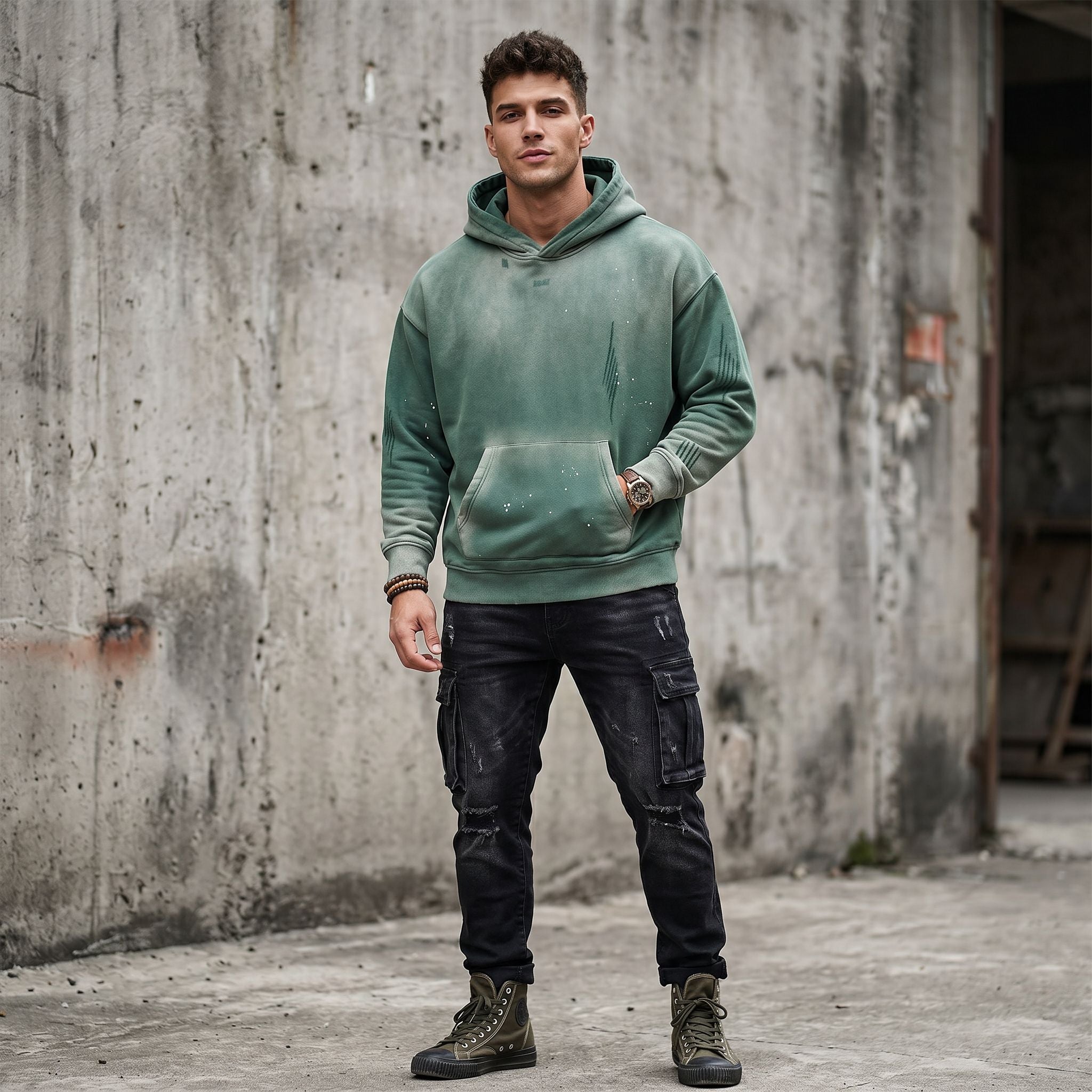 Zings Vintage Washed Frayed Fleece Hoodie