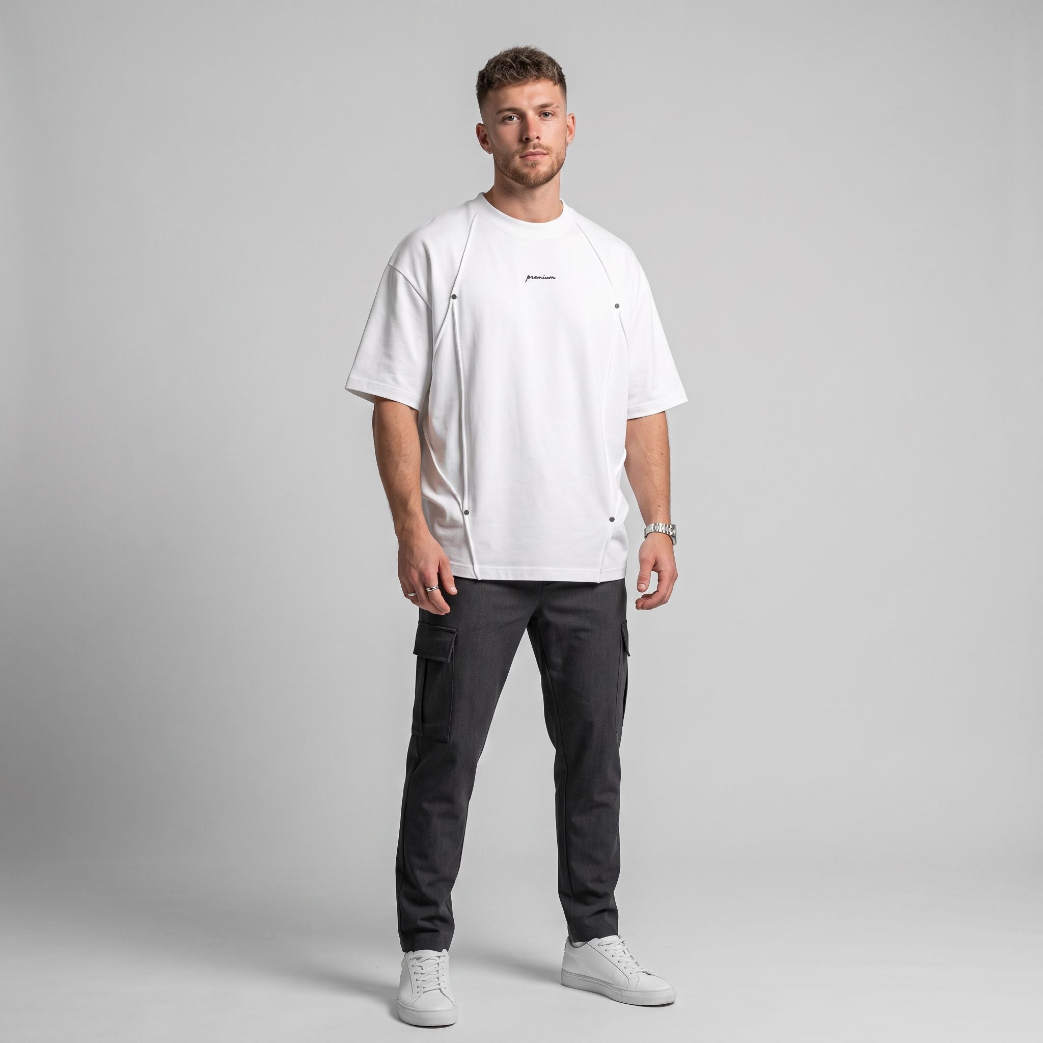 Men's 3D Pleated Short Sleeve T-Shirt