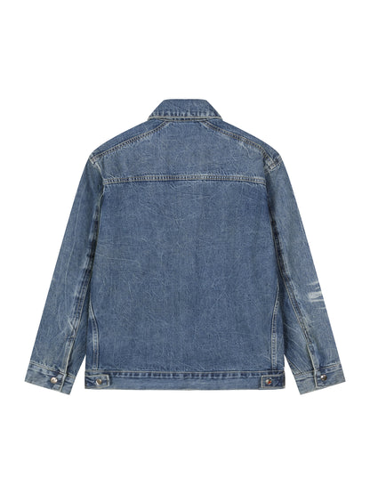 Vintage Wash Zip Up Denim Jacket