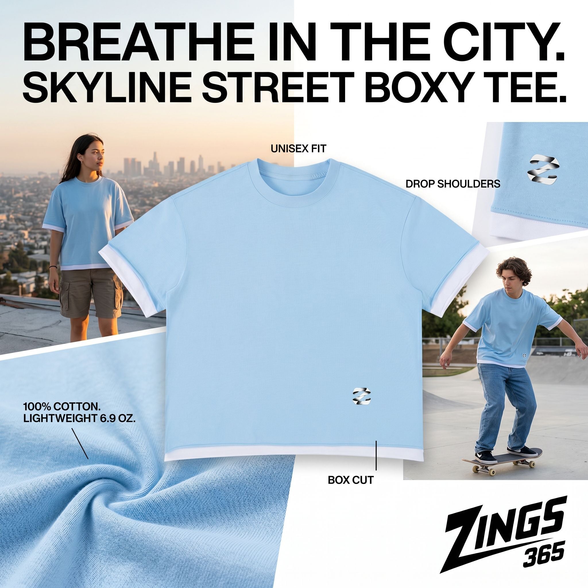 Unisex Boxy Color Block T-Shirt