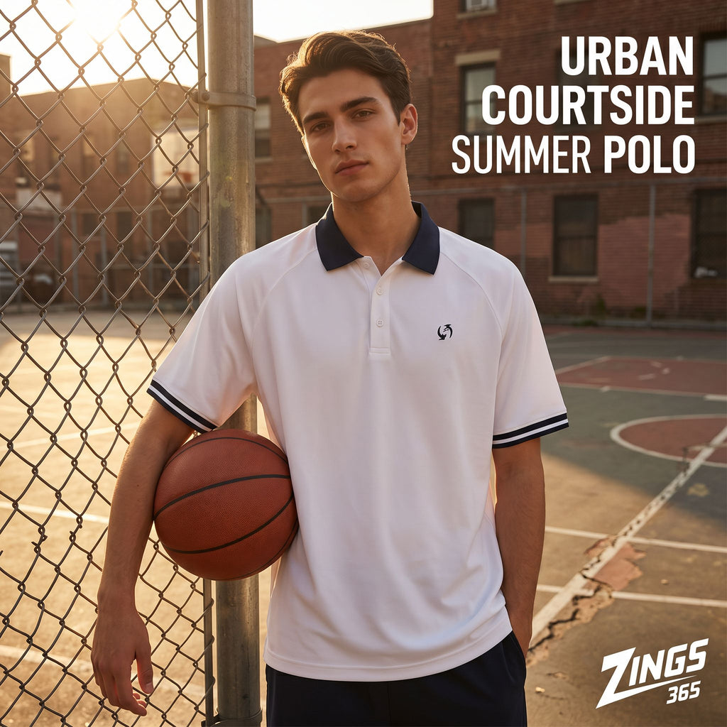 Z Contrast Collar Raglan Polo Shirt
