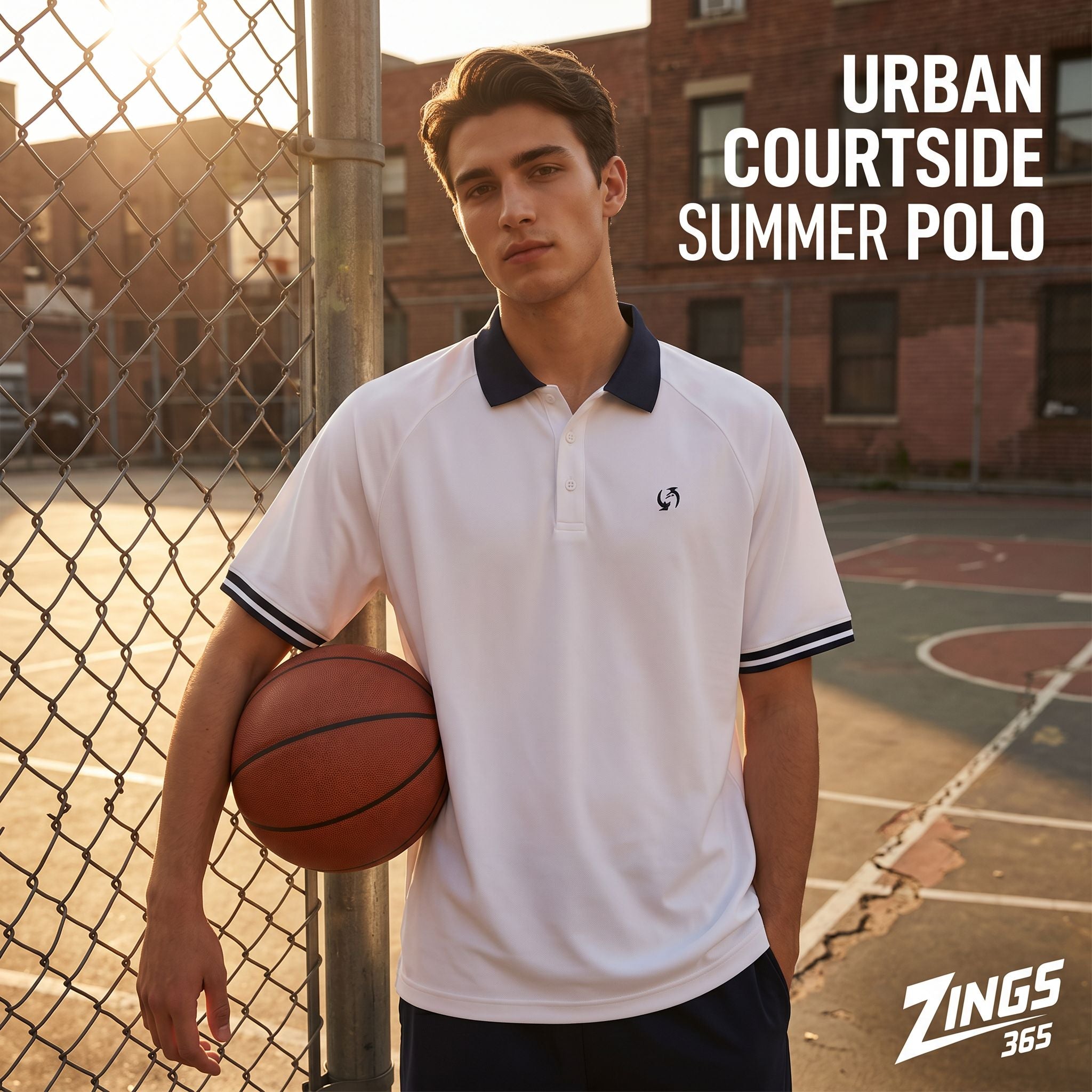 Z Contrast Collar Raglan Polo Shirt